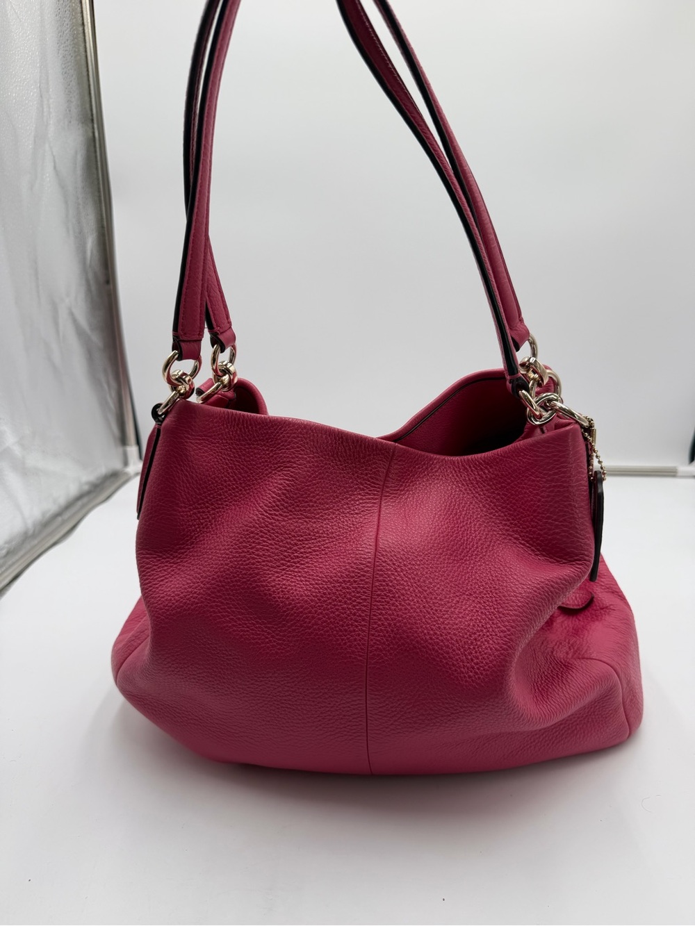 Coach F35723 Pink Pebbled Leather Shoulder Bag Hobo Gold Hardware